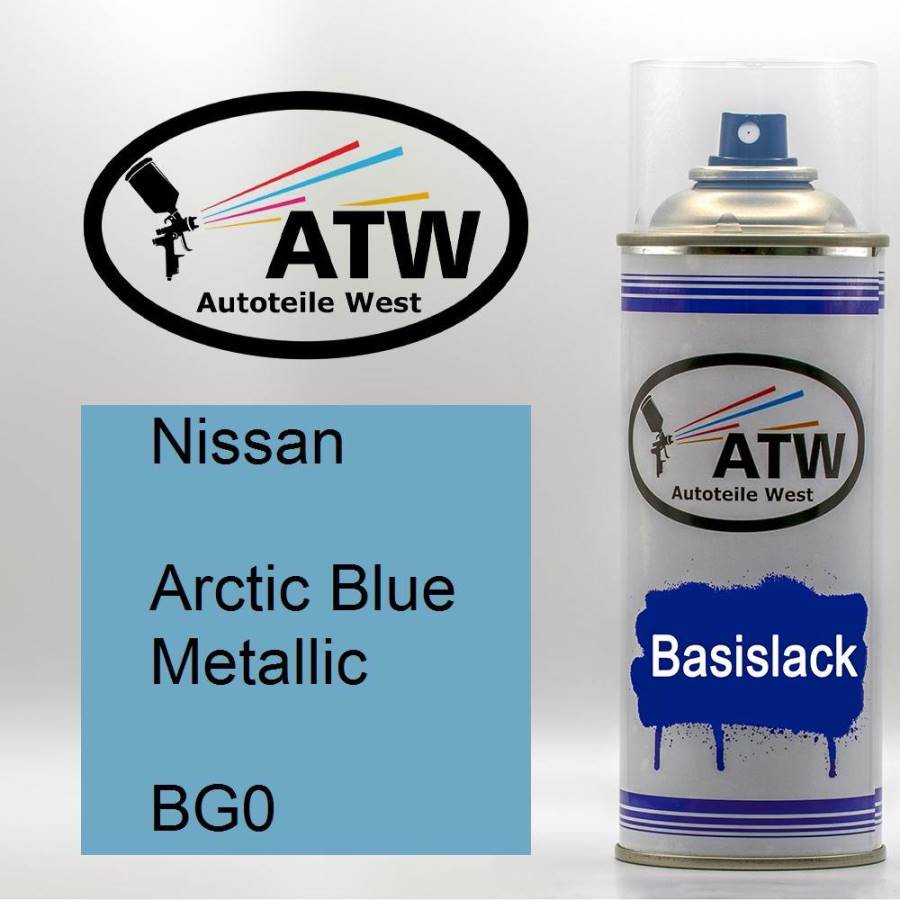 Nissan, Arctic Blue Metallic, BG0: 400ml Sprühdose, von ATW Autoteile West.